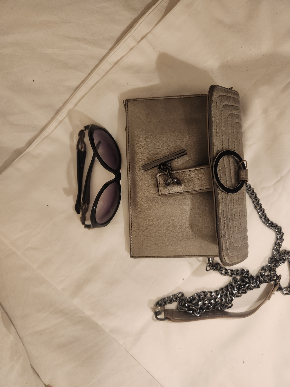 Gray Chain Strap Crossbody Bag